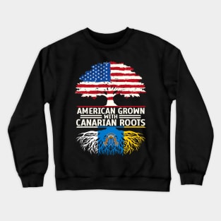 American Grown with Canarian Roots Flag Tree American Canarian heritage Crewneck Sweatshirt